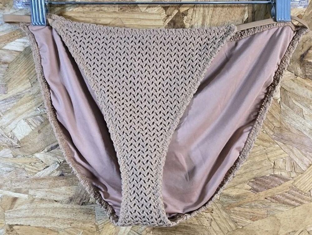 Aerie NWT Brown String Side Lined Summer Swim Bikini Bottoms Size L Beach